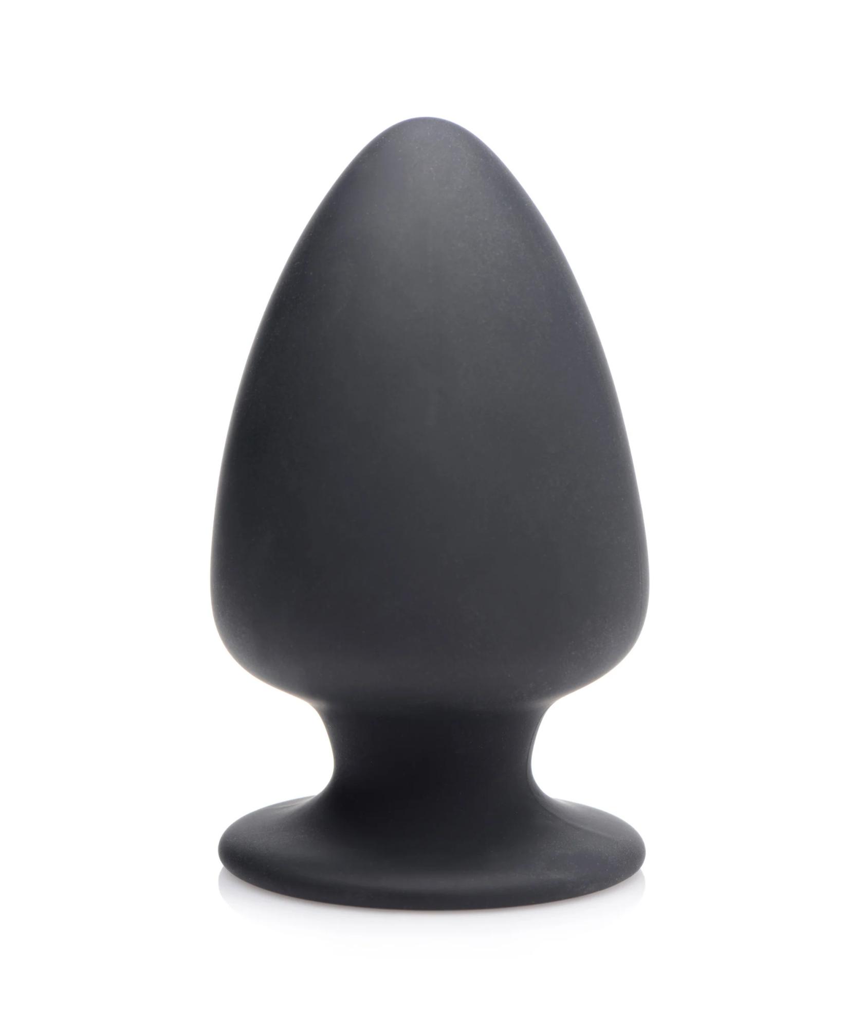 Squeeze-It Silicone Anal Plug Medium - мягкая гибкая анальная пробка, M 11х6.4 см (чёрный) - фото 1