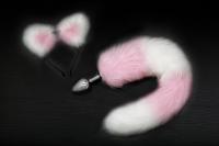 Пикантные штучки - Анальная пробка с хвостиком и ушками  7 см (розовый)