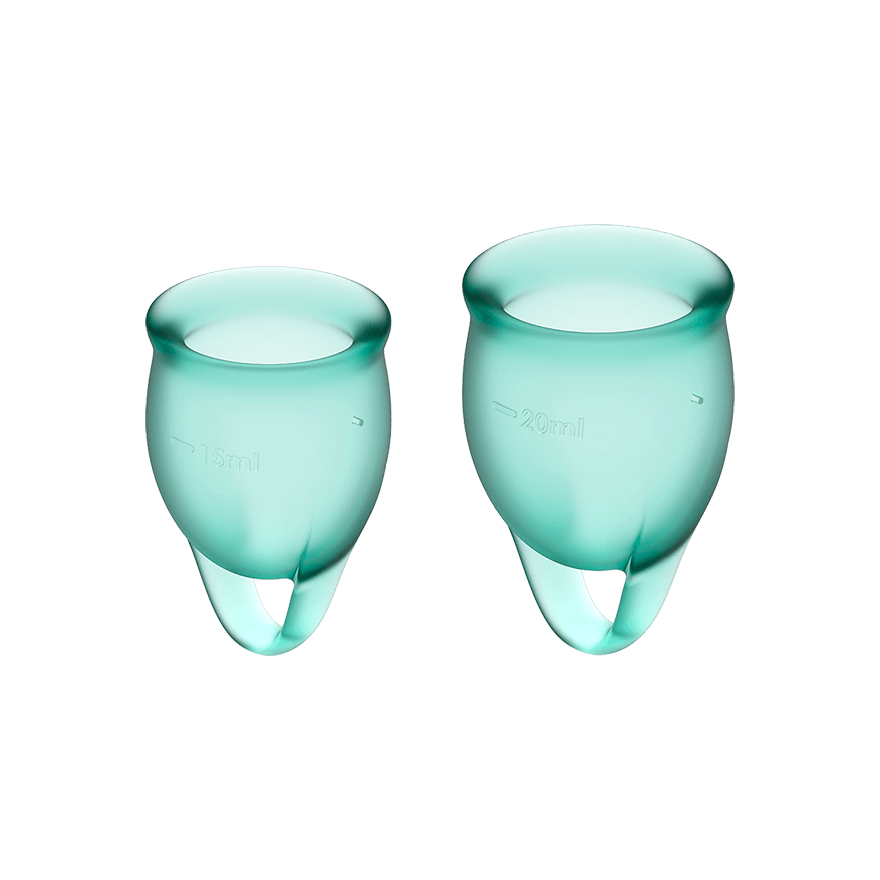 Satisfyer Feel Confident - набор менструальных чаш, 15 мл и 20 мл (зеленый) от ero-shop