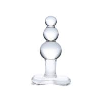 Glas Butt Plug with Tapered Base - Анальная елочка с 3-мя шариками, 9.5х3.7 см