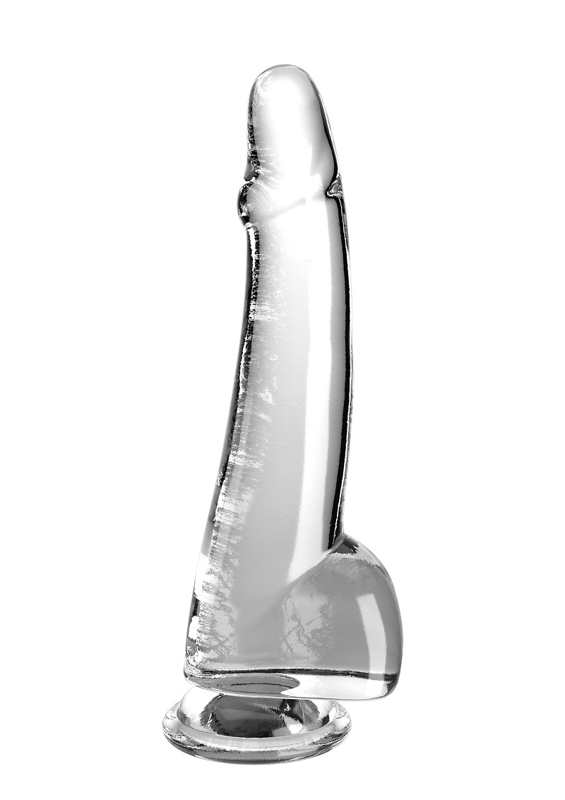 PipeDream King Cock Clear 10 - Фаллоимитатор с мошонкой на присоске, 27,9х5,7 см (прозрачный) - фото 1