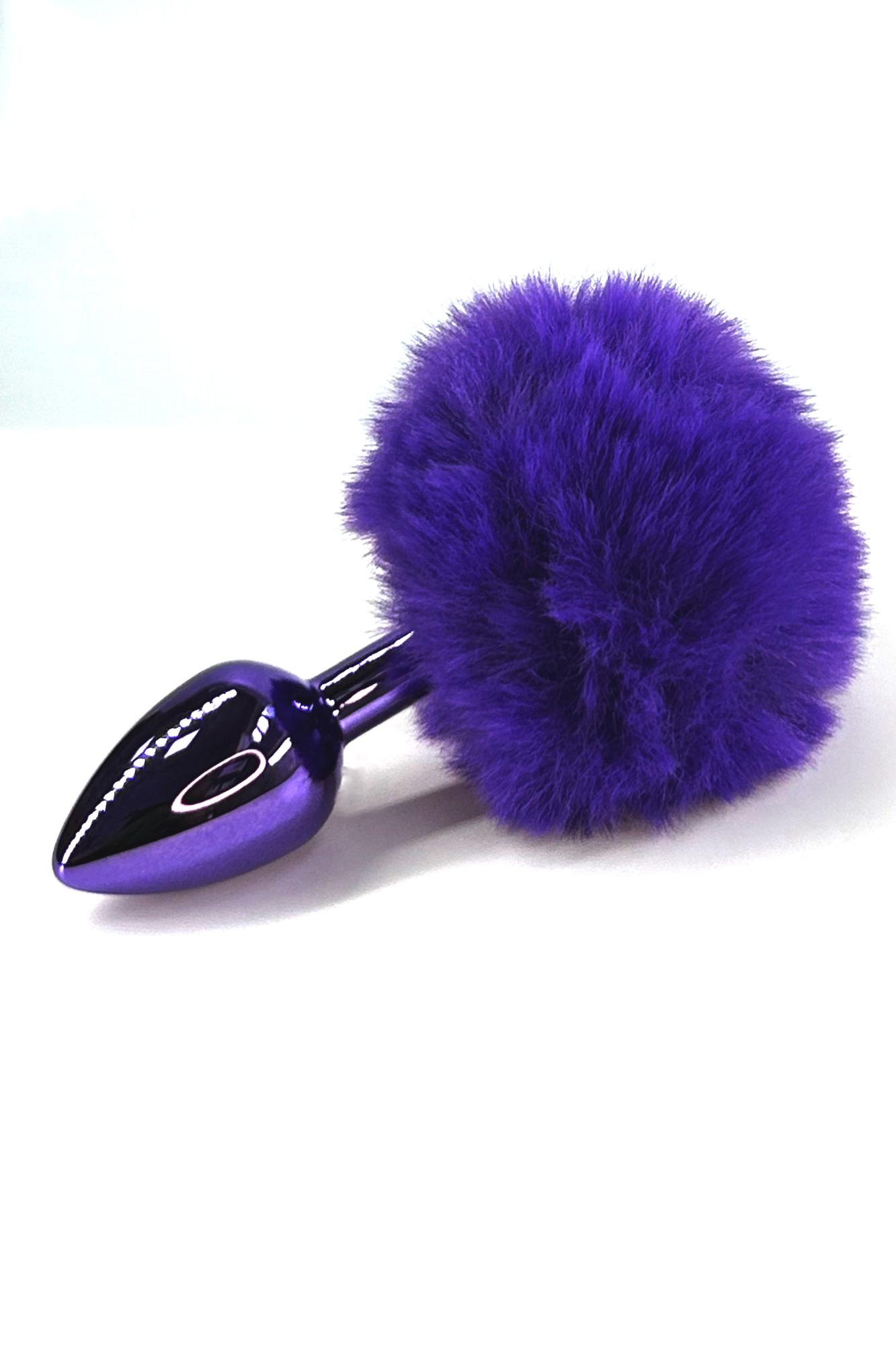 Kanikule - Анальная пробка с фиолетовым заячьим хвостиком, 11,5 см (фиолетовый)