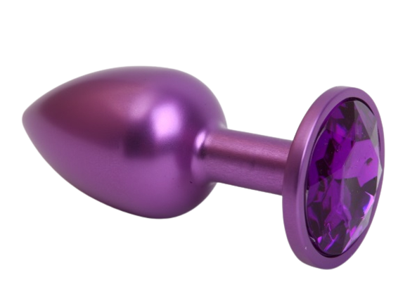 4sexdream - Металлическая анальная пробка с кристаллом в основании, 7,6х2,8см (фиолетовый)