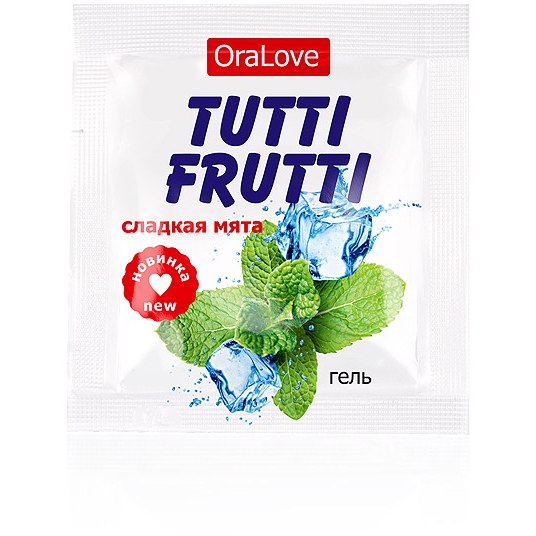 Биоритм Tutti-Frutti - Съедобная гель-смазка, 4 мл (мята)