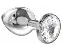 Diamond Clear Sparkle Large - Металлическая анальная пробка, 8 см (прозрачный)