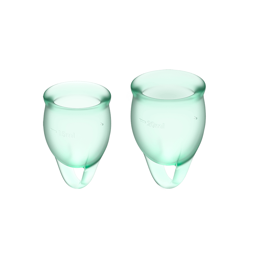 Satisfyer Feel Confident - набор менструальных чаш, 15 мл и 20 мл (светло-зеленый) - фото 1