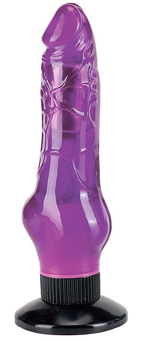 Фиолетовый водонепроницаемый вибромассажер на присоске - 17,5х3.8 см. от ero-shop