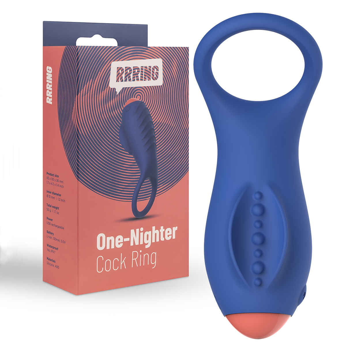 RRRING One Nighter Cock Ring - Кольцо эрекционное, 11 см (синий)