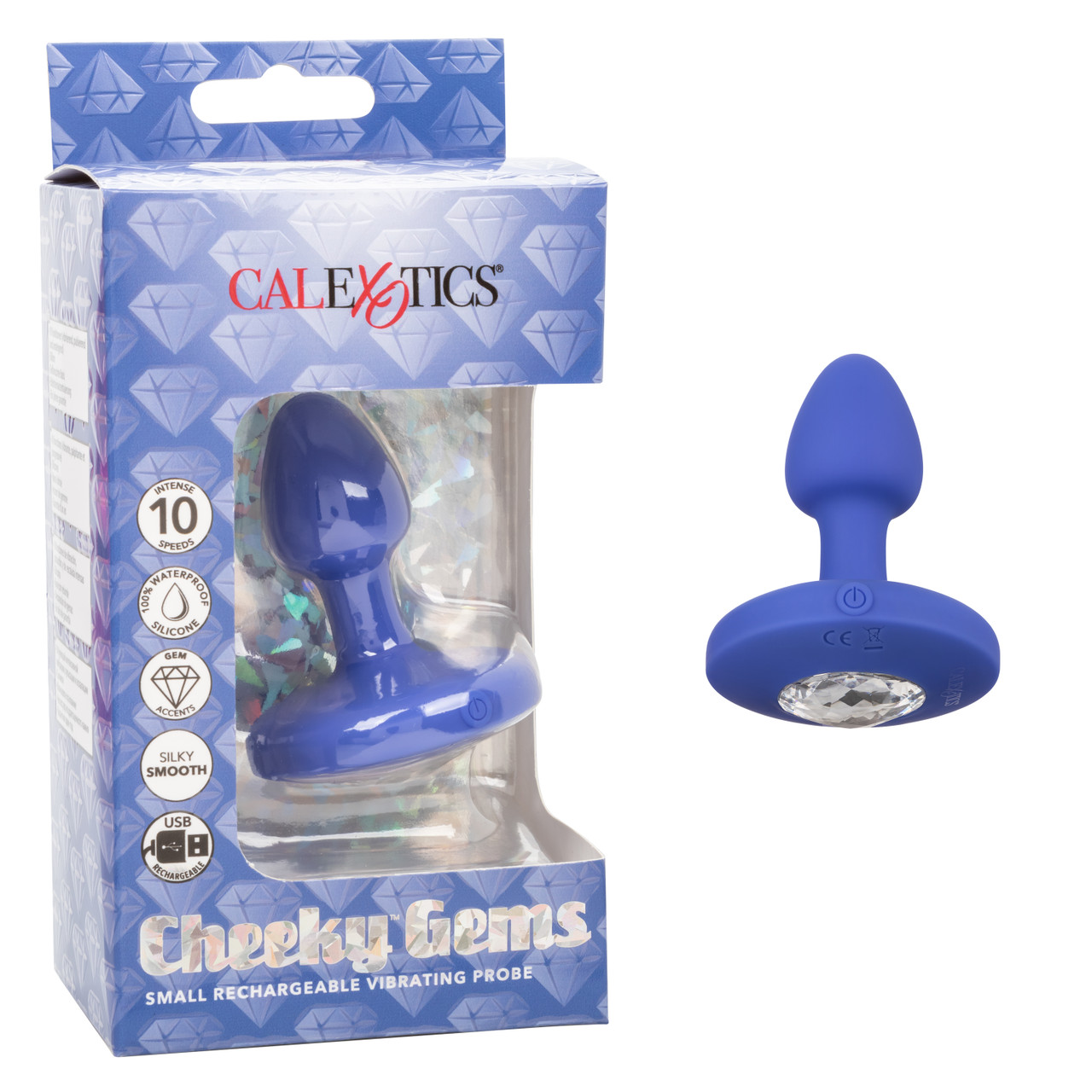 Cheeky Gems Small Rechargeable Vibrating Probe - Перезаряжаемая анальная вибропробка (синий)