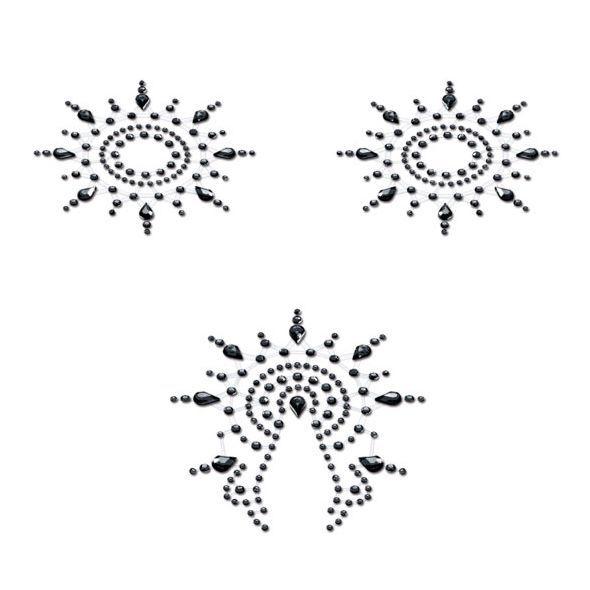 Breast & Pubic Jewelry Стикер Crystal Stiker черный в наборе 3 шт - фото 1