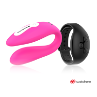 Wearwatch Dual Watchme вибратор для пар с пультом управления в виде часов, 9х2.5 см (розовый с чёрным пультом)