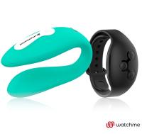 Wearwatch Dual Watchme вибратор для пар с пультом управления в виде часов, 9х2.5 см (зеленый с чёрным пультом)