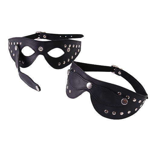 Кожаная БДСМ маска с отстегивающимися шорами (чёрный) от ero-shop