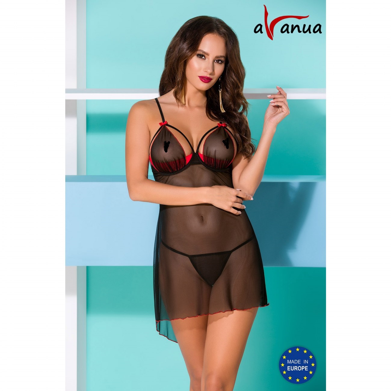 Avanua Cyra - Сексуальная полупрозрачная сорочка, S/M (чёрный)