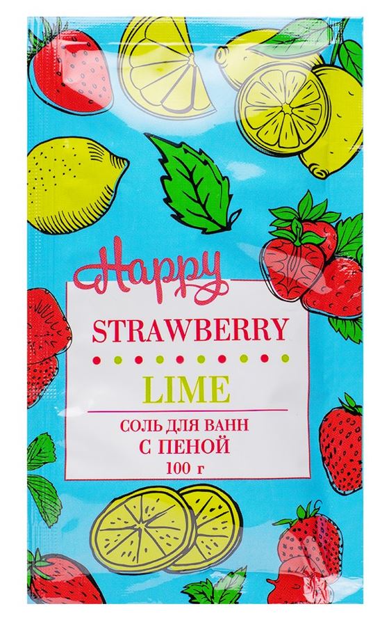 Laboratory Katrin Happy Strawberry & Lime - Соль для ванн с пеной, 100 г (клубника и лайм)