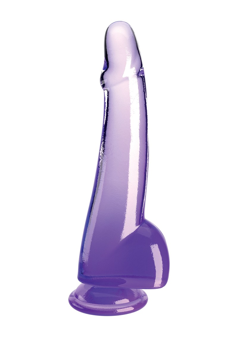 PipeDream King Cock Clear 10 - Фаллоимитатор с мошонкой на присоске, 27,9х5,7 см (фиолетовый)
