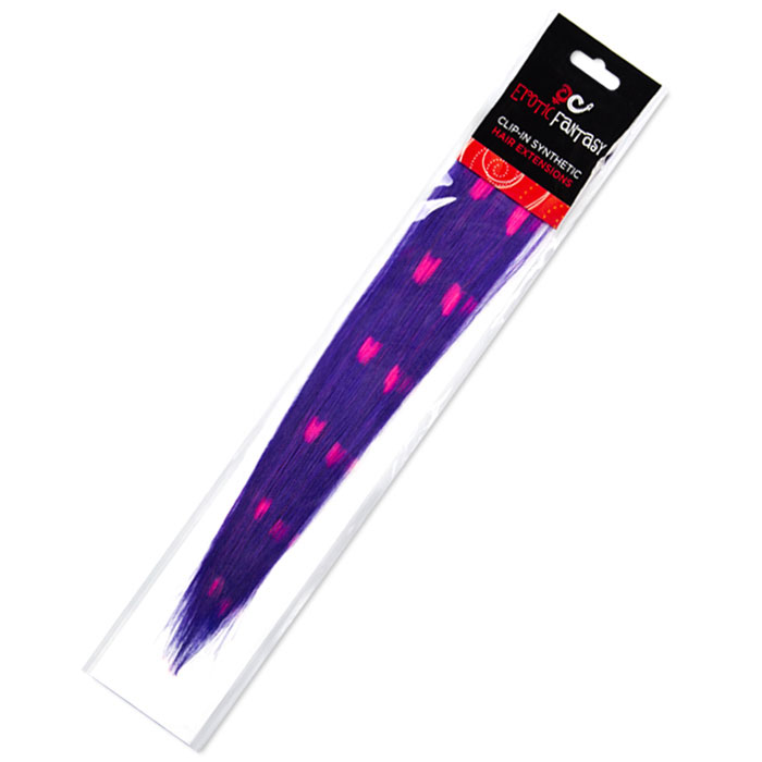Цветные Clip-In локоны фиолетовые с розовыми сердечками, 30 см