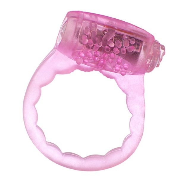 Тонкое розовое эрекционное кольцо с вибратором, 2 см от ero-shop