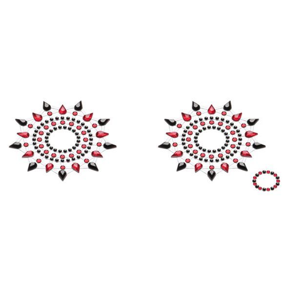 Petits Joujoux Gloria set of 2 - пэстис из кристаллов украшения на соски, 2 шт (чёрный с красным)