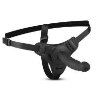 Easytoys Silicone bended strap-on - Рельефный страпон, 14.5х2.9 см (чёрный)