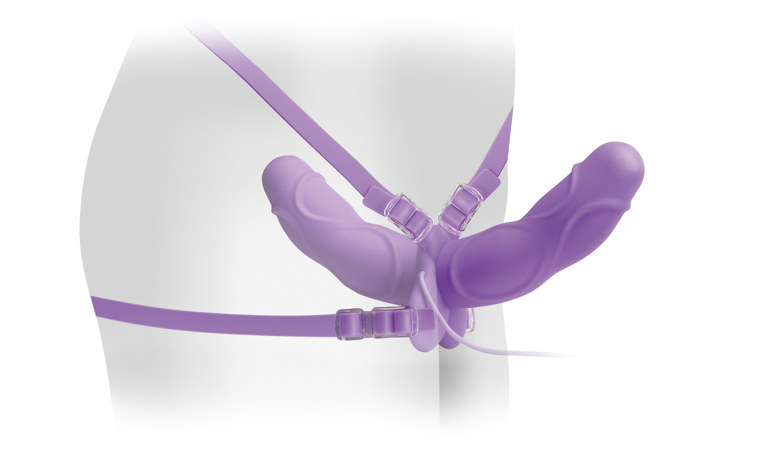 FFE Inflatable Vibrating Double Delight Strap-On - Purple Двойной страпон с вибрацией 25 см
