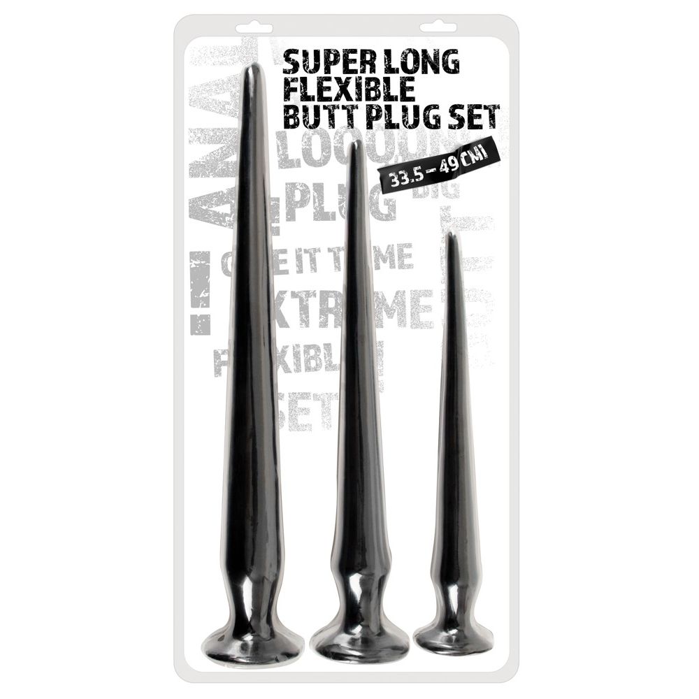Super Long Flexible Butt Plug Set - Набор длинных анальных пробок (черный)