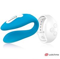 Wearwatch Dual Watchme вибратор для пар с пультом управления в виде часов, 9х2.5 см (голубой с белым пультом)