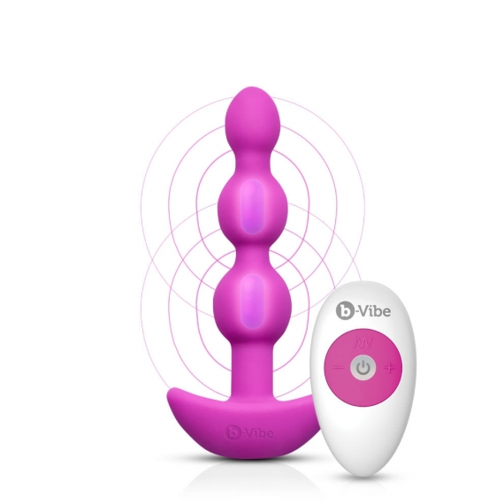 b-Vibe triplet anal beads - розовая анальная ёлочка с вибрацией, 11.7х3 см от ero-shop