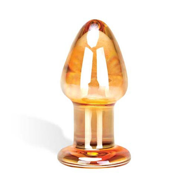 Glas Over Easy - золотая стеклянная анальная пробка, 8.5х4.3 см от ero-shop