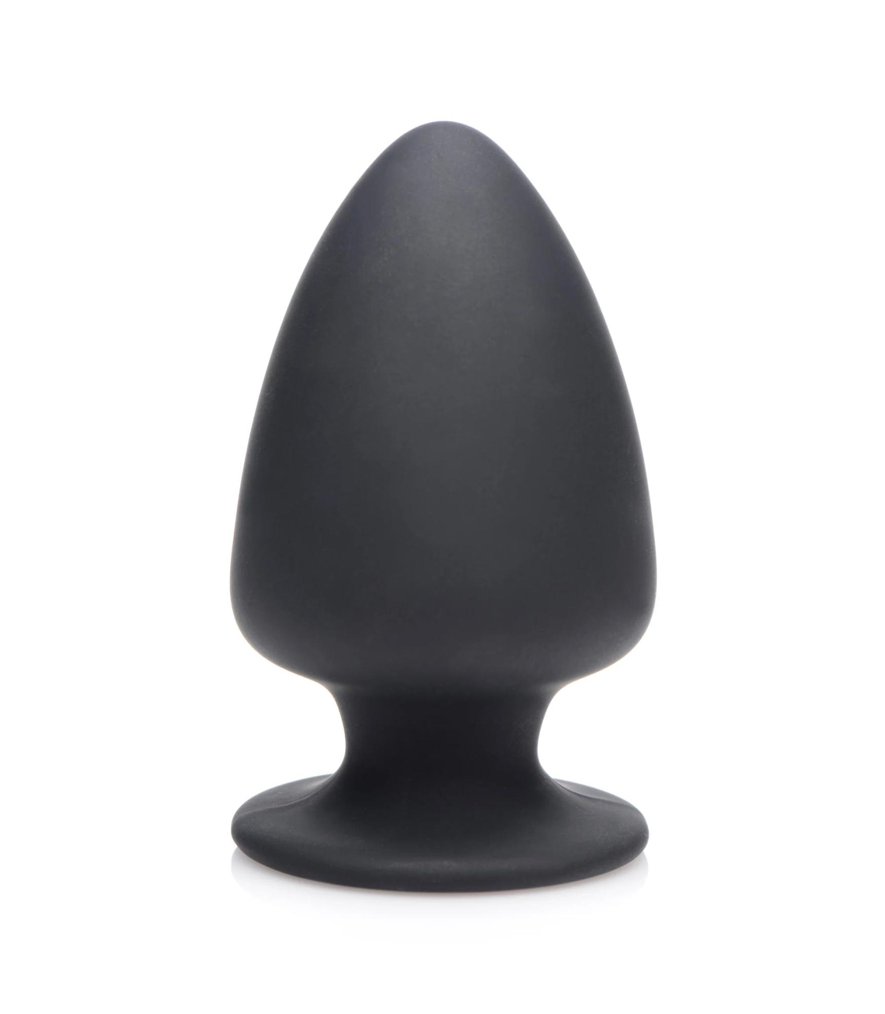 Squeeze-It Silicone Anal Plug Small - мягкая гибкая анальная пробка, S 9х5.1 см (чёрный) - фото 1
