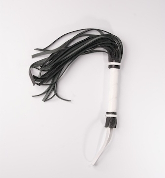 Кожаная мини-плеть СК-Визит, 40 см (чёрно/белый) от ero-shop