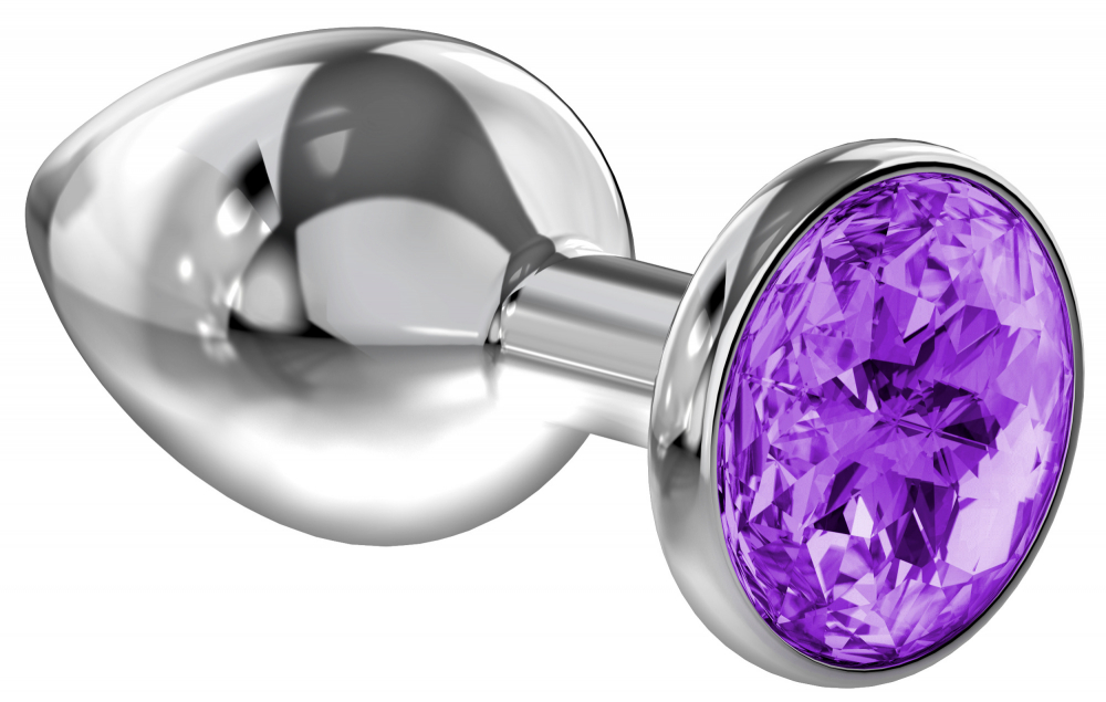 Diamond Purple Sparkle XL - Большая анальная пробка, 11,5 см (серебристый) - фото 1