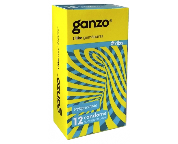 Ребристые презервативы Ganzo Ribs, 12 шт.