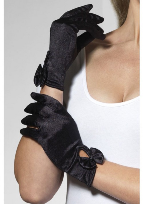 Атласные перчатки Леди - Fever, чёрный от ero-shop