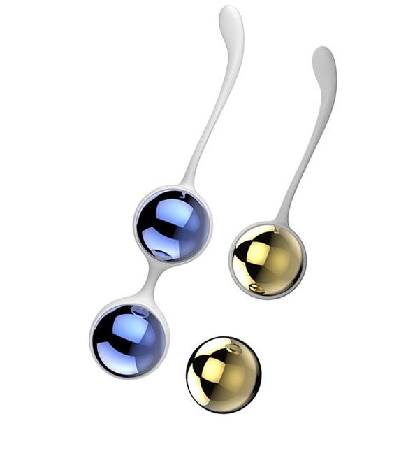 Синие и золотистые вагинальные шарики Nalone Yany, 3 см от ero-shop