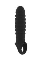 SONO No.32 Stretchy Penis Extension - Увеличивающая насадка с кольцом для фиксации на мошонке, 24,7 см (чёрный)