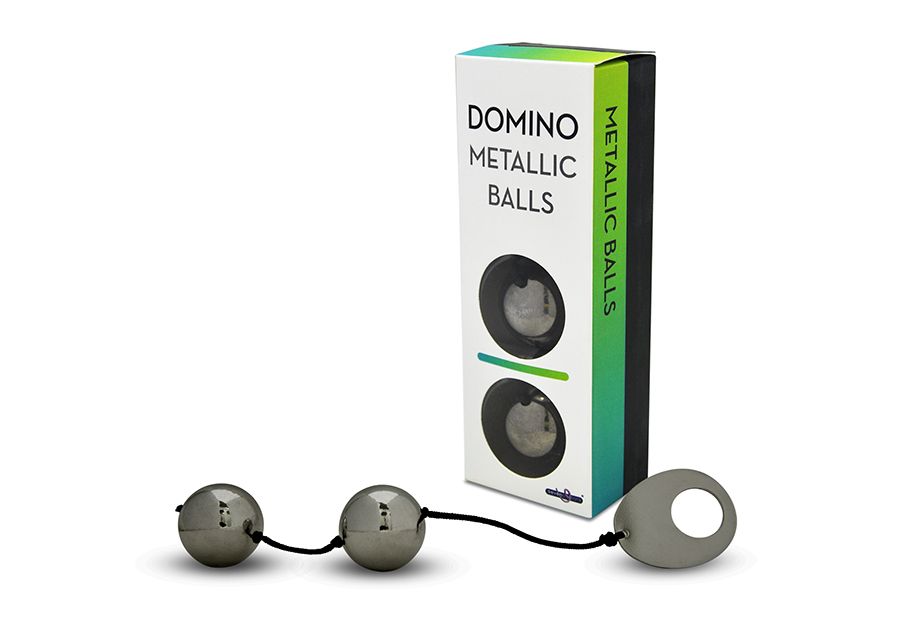Domino Metallic Balls - Хромированные вагинальные шарики с петелькой, 3 см, 253 г