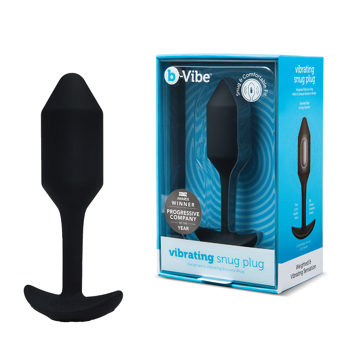 B-Vibe Vibrating Snug Plug 2 - Анальная пробка для ношения с вибрацией, 12 см (черный)
