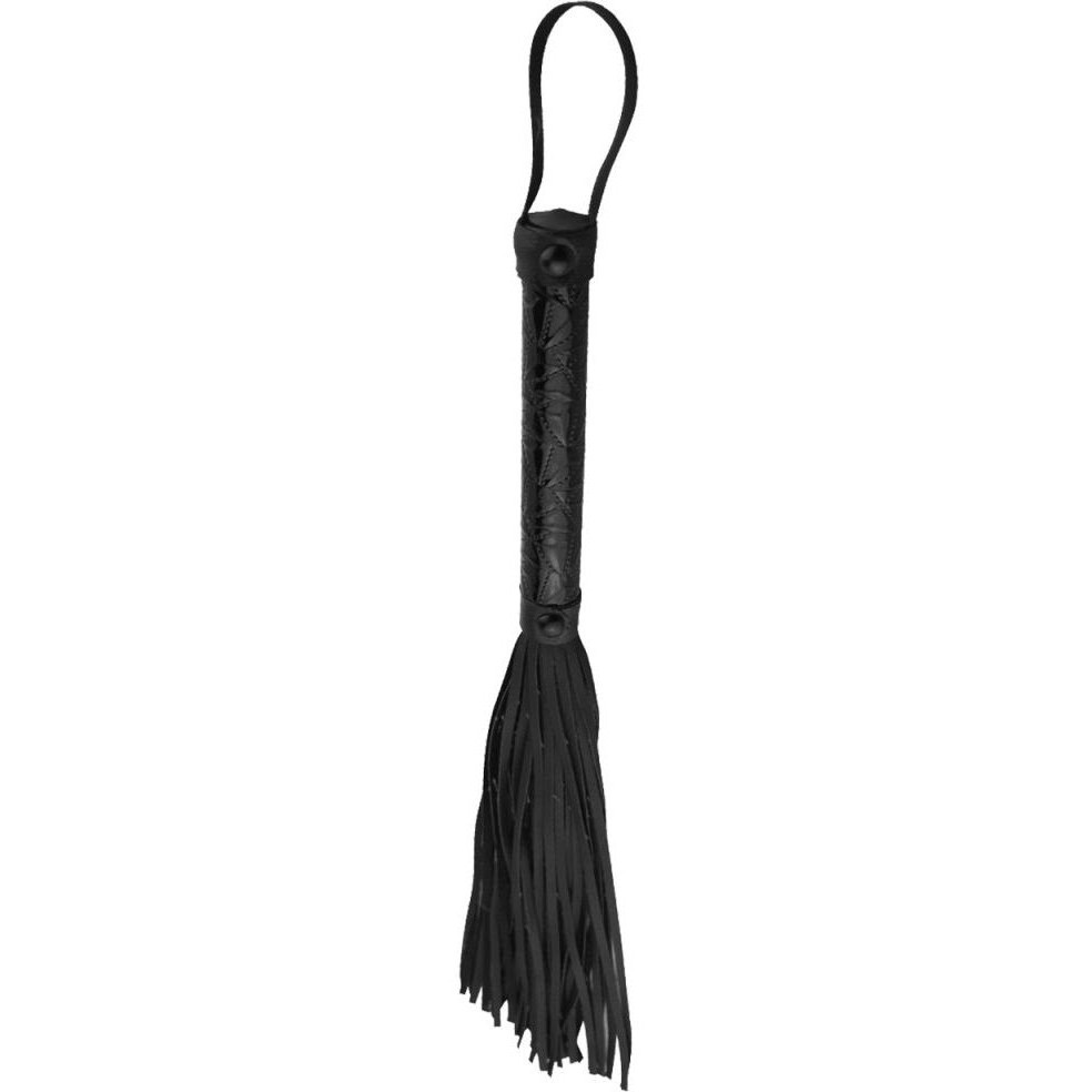 Aphrodisia Passionate Flogger - Флоггер с рельефной ручкой, 39 см (чёрный) - фото 1