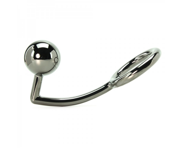 Эрекционное кольцо с металлическим анальным шаром - Tom of Finland, 5 см (серебристый) от ero-shop