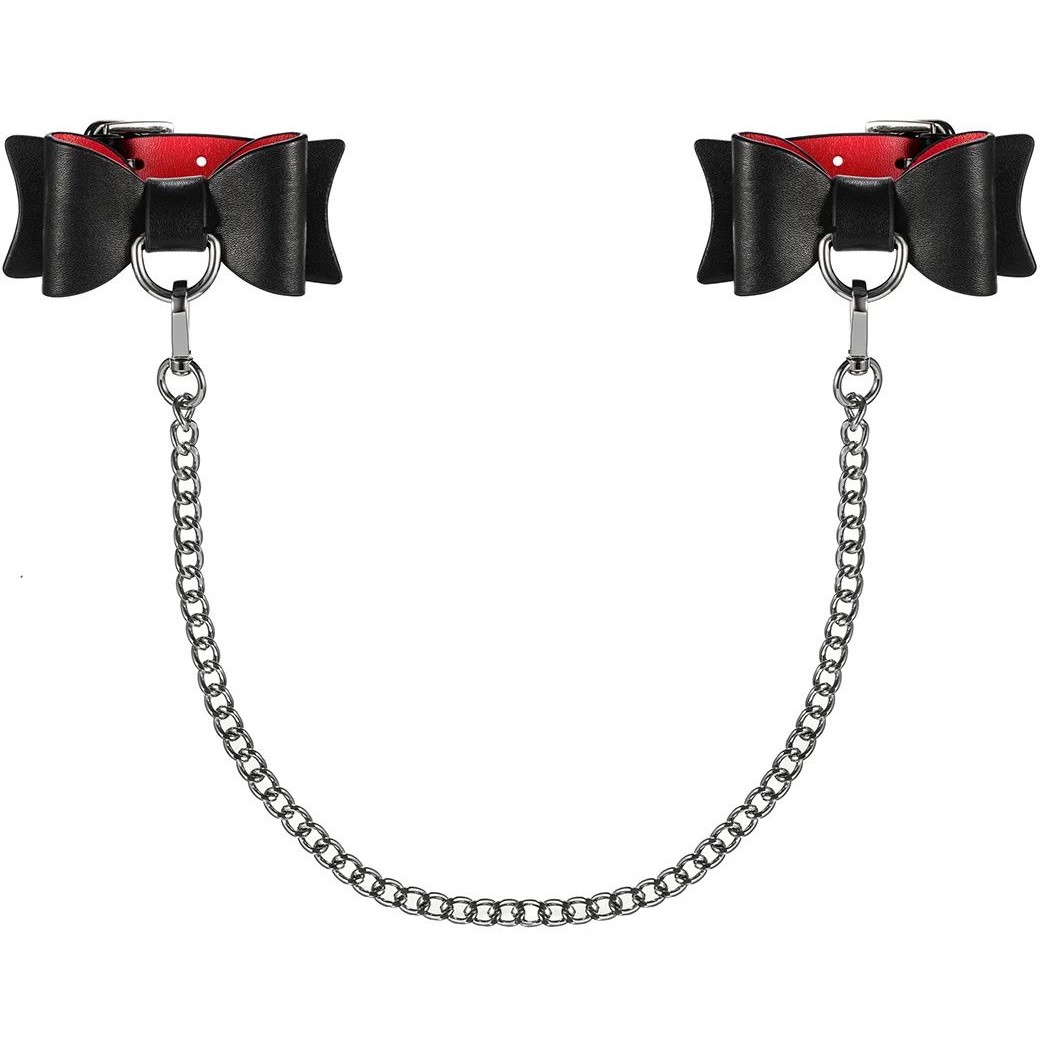 Obsessive A745 - Изящные наручники-манжеты с бантиками (чёрный)
