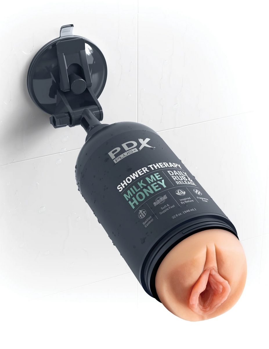 Pipedream Shower Therapy Milk Me Honey - Мастурбатор вагина с присоской, 17.8 см (телесный)