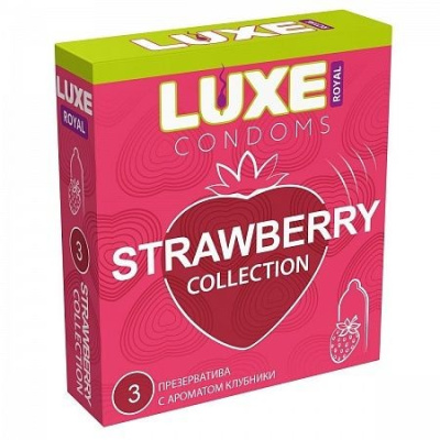 Luxe Royal Strawberry Collection - Ароматные презервативы, 3 шт (клубника)