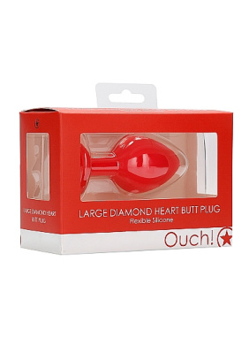 Анальная пробка Large Ribbed Diamond Heart Plug
