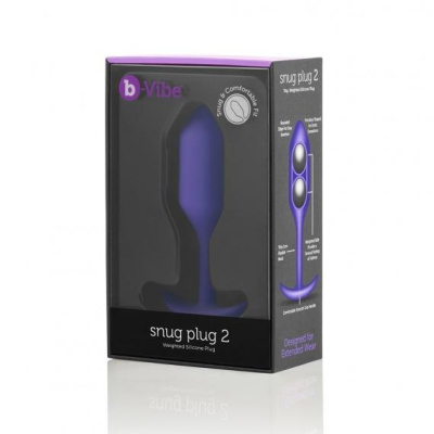 B-vibe Snug Plug 2 - Профессиональная пробка для ношения, 11.4х3.4 см (фиолетовая) 