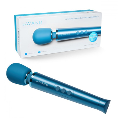Le Wand Petite - мощный премиум вибромассажер c 6-ю режимами вибрации, 25х5 см (голубой) 