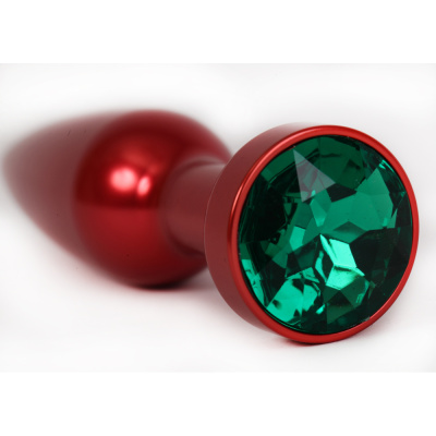 4sexdream красная металлическая анальная пробка с кристаллом в основании, 11.2х2.9 см (зеленый) 