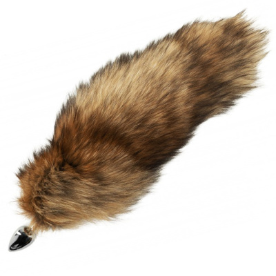 Djaga-Djaga - Анальная пробка с черно-рыжим хвостом, 7 см (коричневый) 