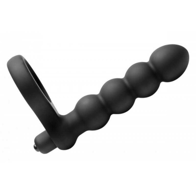 Насадка на член для двойного проникновения Double Fun Cock Ring with Double Penetration Vibe, 14.6 см (чёрный) 