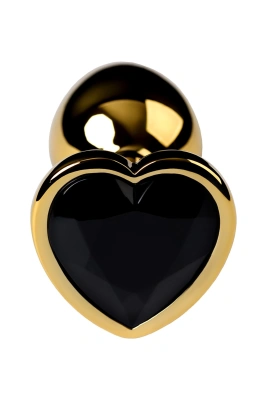 Metal by TOYFA золотистая металлическая анальная пробка с кристаллом в форме сердца, 7х2.7 см (чёрный) 